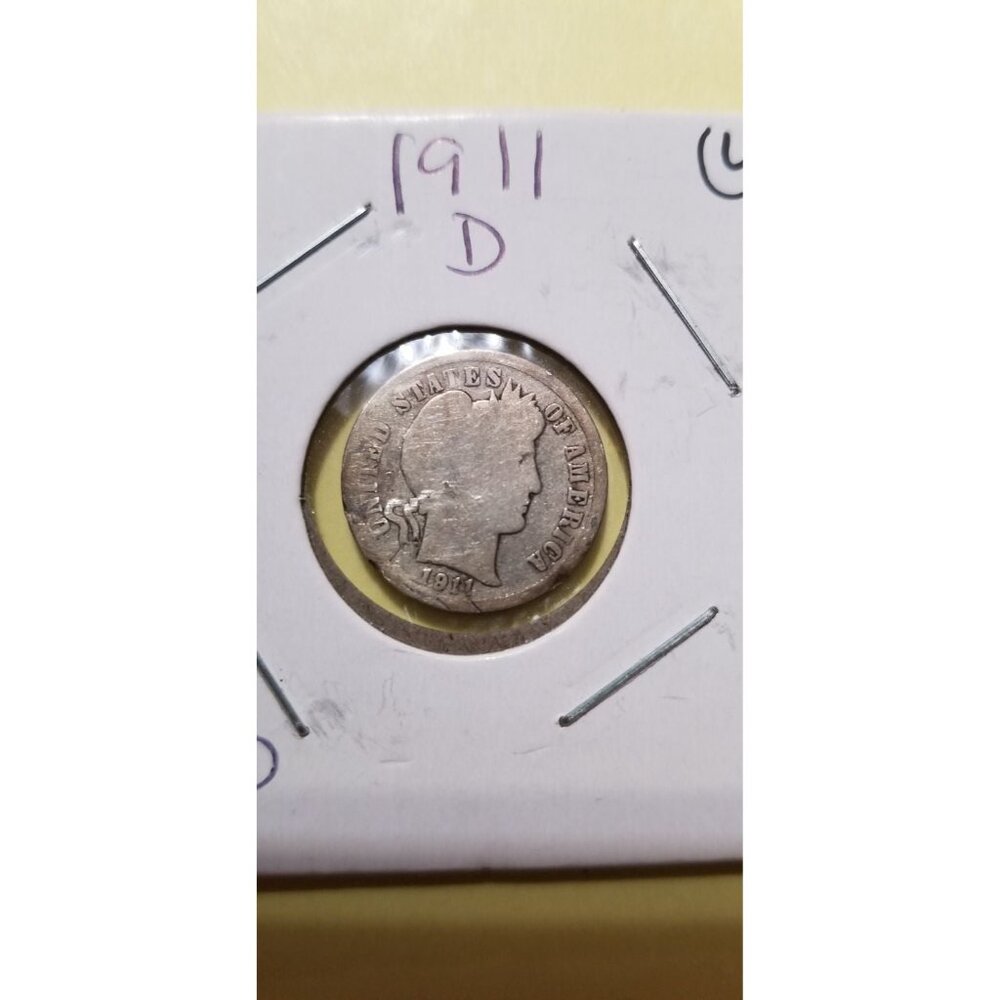 1911D Barber Silver Dime - Picture 2 of 4